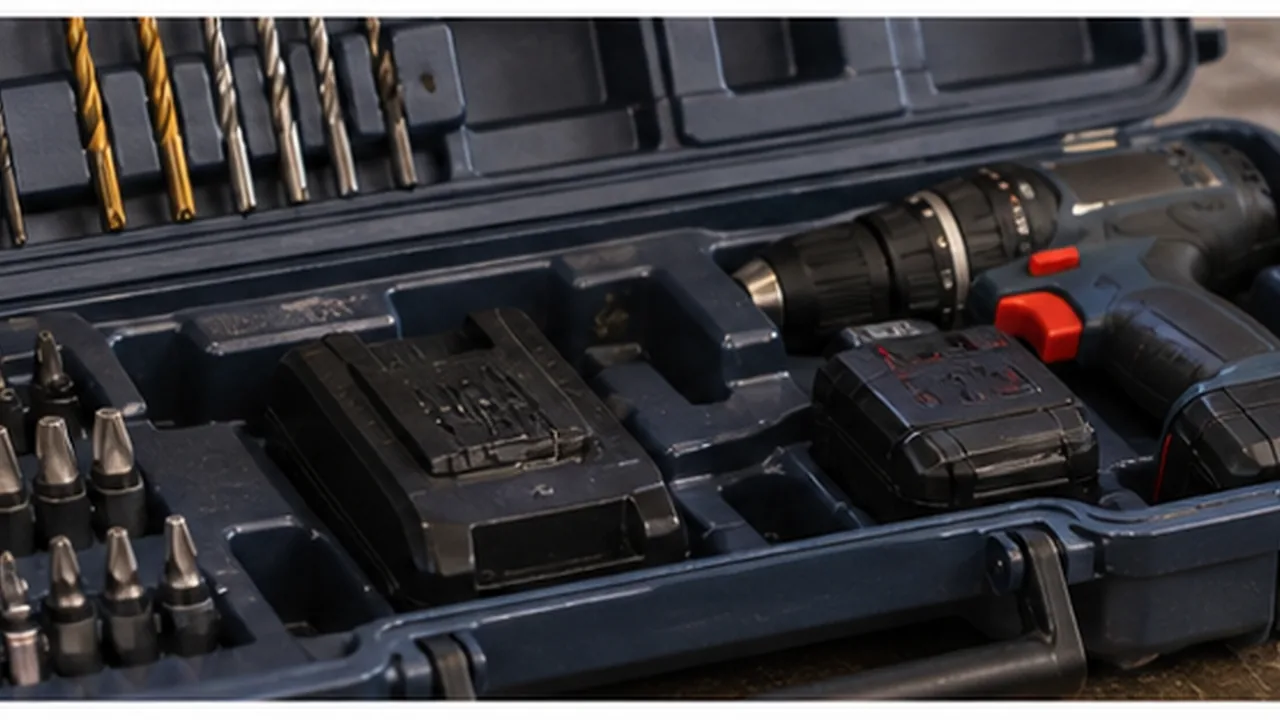 A tool case with included bits and accessories arranged before lending