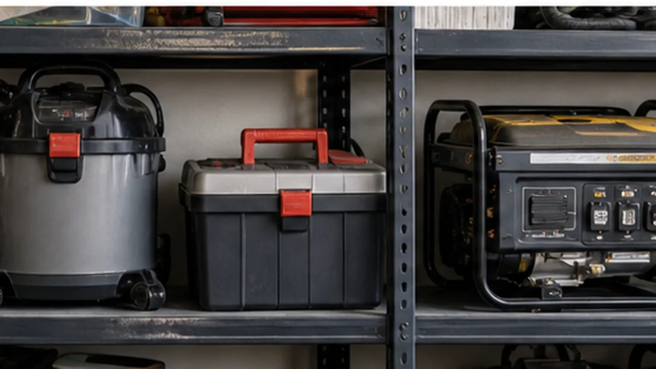 Valuable tools on storage shelves documented for home insurance records